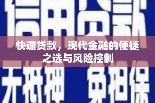 嘉禾快速贷款，现代金融的便捷之选与风险控制