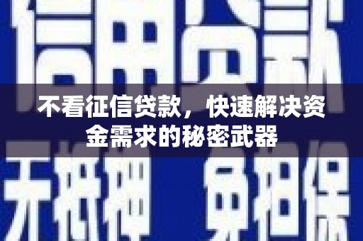 英德不看征信贷款，快速解决资金需求的秘密武器