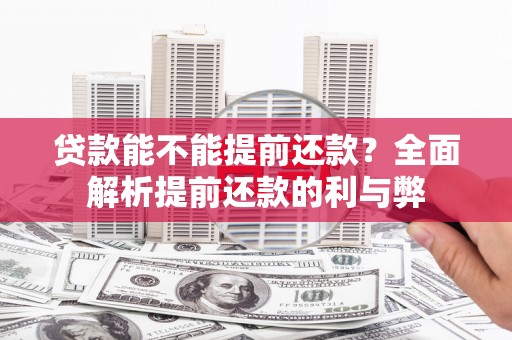 三水贷款能不能提前还款？全面解析提前还款的利与弊